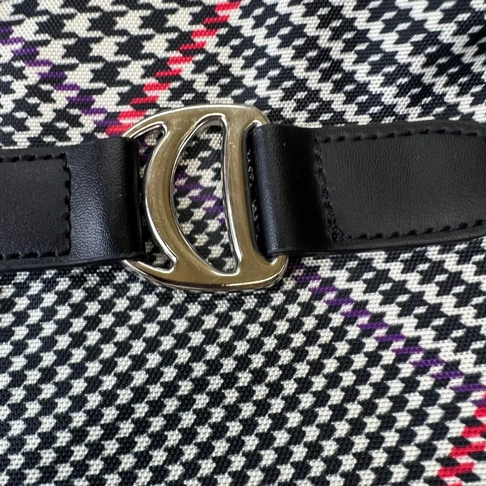 Chaps by Ralph Lauren Houndstooth Canvas/Leather Duffle‎ Bag Removable Strap
